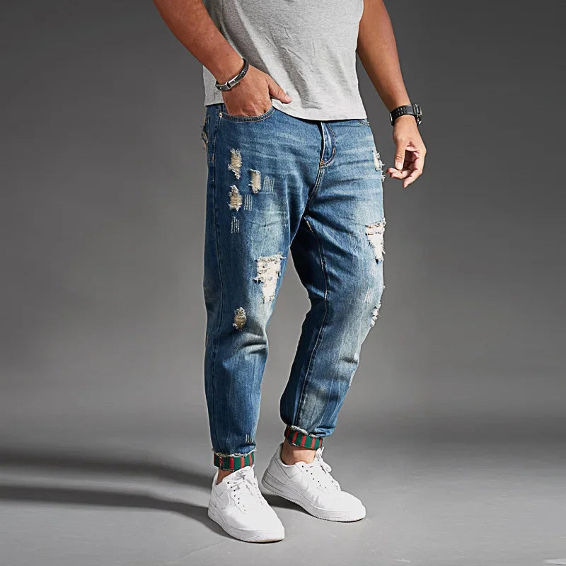 Ripped Jeans for Men Blue Black Denim